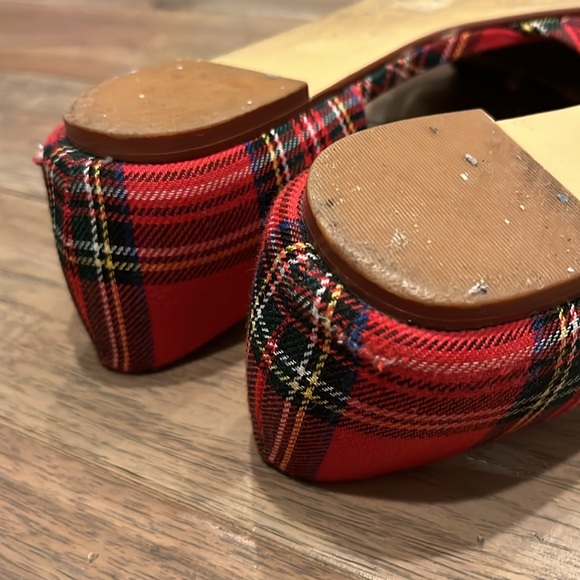 J. Crew Factory Tartan D’Orsay Flats with Mini Bow Plaid Holiday Bow Size 9.5 - Picture 8 of 14